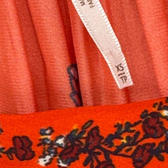 Free People  Positano Orange Patchwork Print Blouse size extra small oversized - Picture 3 of 14